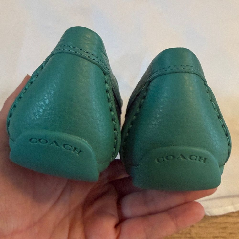Coach Women's Teal Leather Loafers - Picture 7 of 10